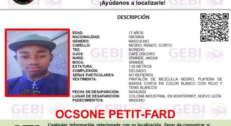 Menor haitiano desaparece en Monterrey