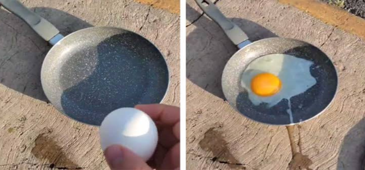 Sujeto prepara huevo estrellado en calle de Monterrey