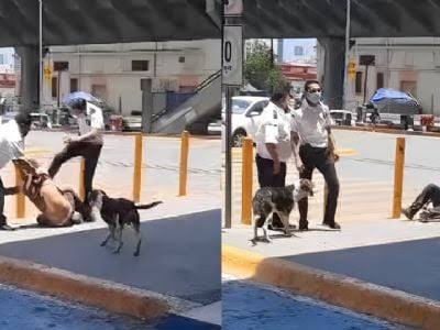 Captan a guardias agrediendo a indigente que se refugiaba del calor en Monterrey
