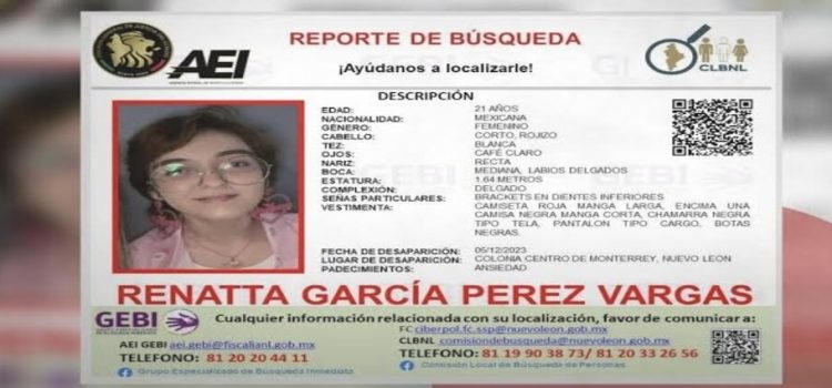 Desaparece joven de 21 años en el Centro de Monterrey