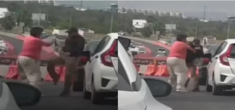 Captan a hombre golpeando a una mujer en medio de avenida Paseo de los Leones en Monterrey