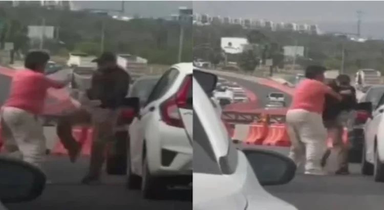 Captan a hombre golpeando a una mujer en medio de avenida Paseo de los Leones en Monterrey