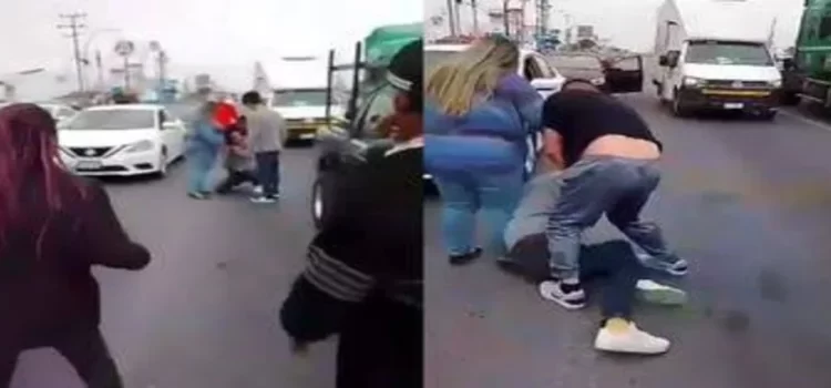 Captan a conductores de autos peleando en Monterrey