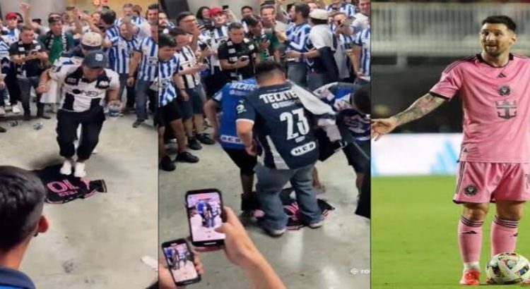Aficionados de Monterrey bailan sobre playera de Messi