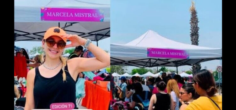 Marcela Mistral sorprende al vender ropa y zapatos en tianguis de Monterrey