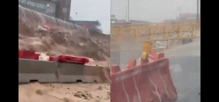 Lluvia deja vehículos varados en Paseo de los Leones y Paseo de Cumbres, Monterrey