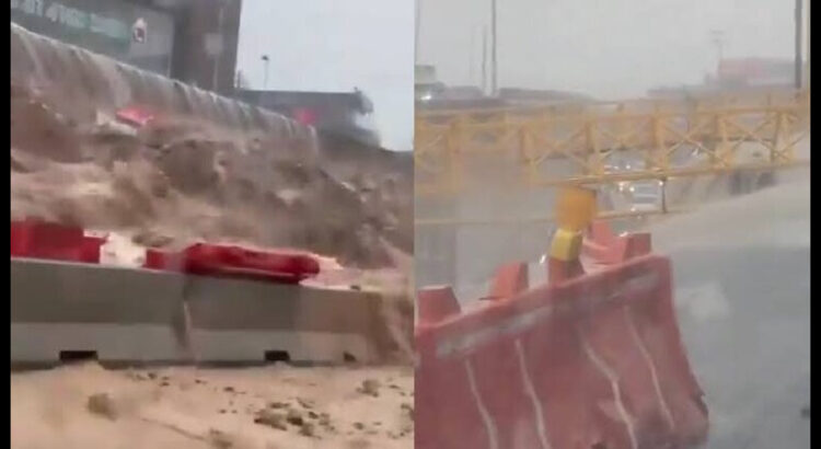 Lluvia deja vehículos varados en Paseo de los Leones y Paseo de Cumbres, Monterrey