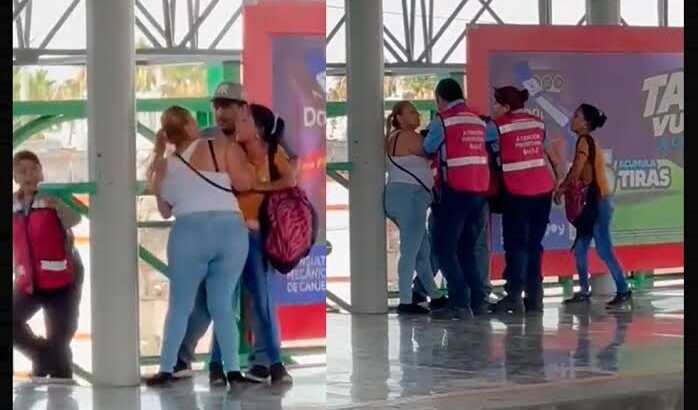 Jóvenes protagonizan presunta pelea de celos en metro de Monterrey